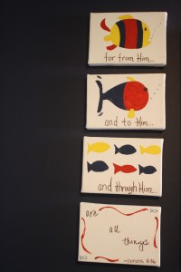 I painted these for LB while my friend Gray was over (she was cooking).  It was fun to be artsy!