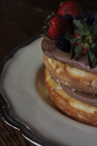 Chocolate Ganache Yellow Cake with Fruit